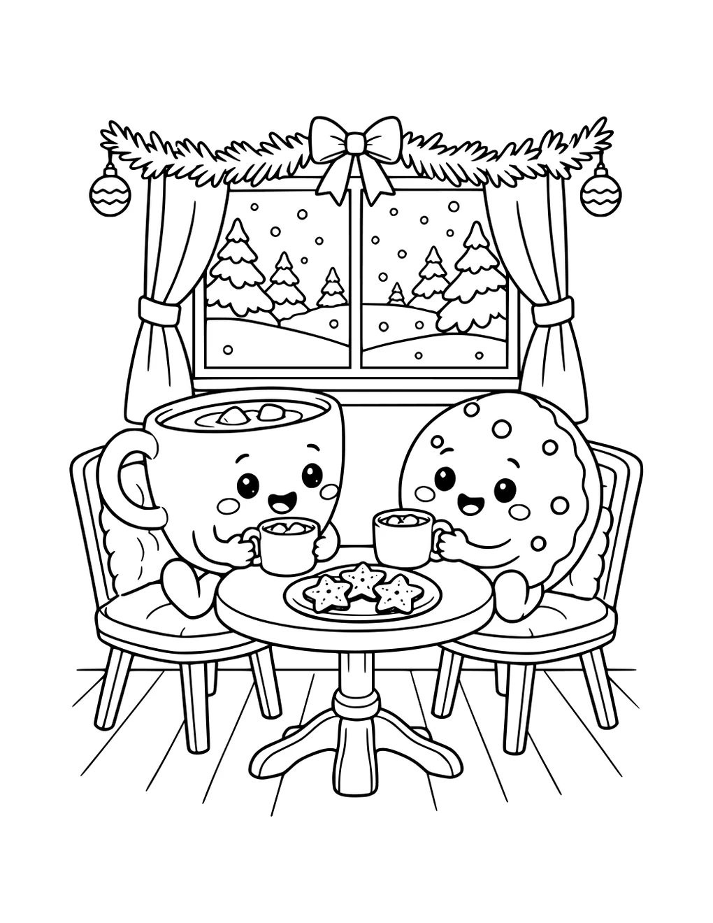 A mug and cookie sharing a Christmas tea break