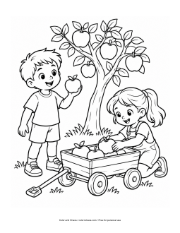 Preview of children collecting apples outdoors