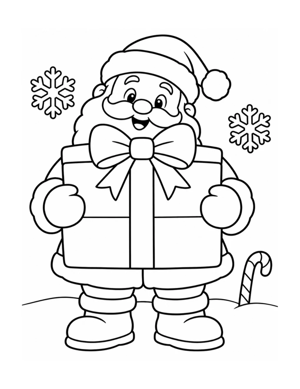 Santa holding a Christmas gift