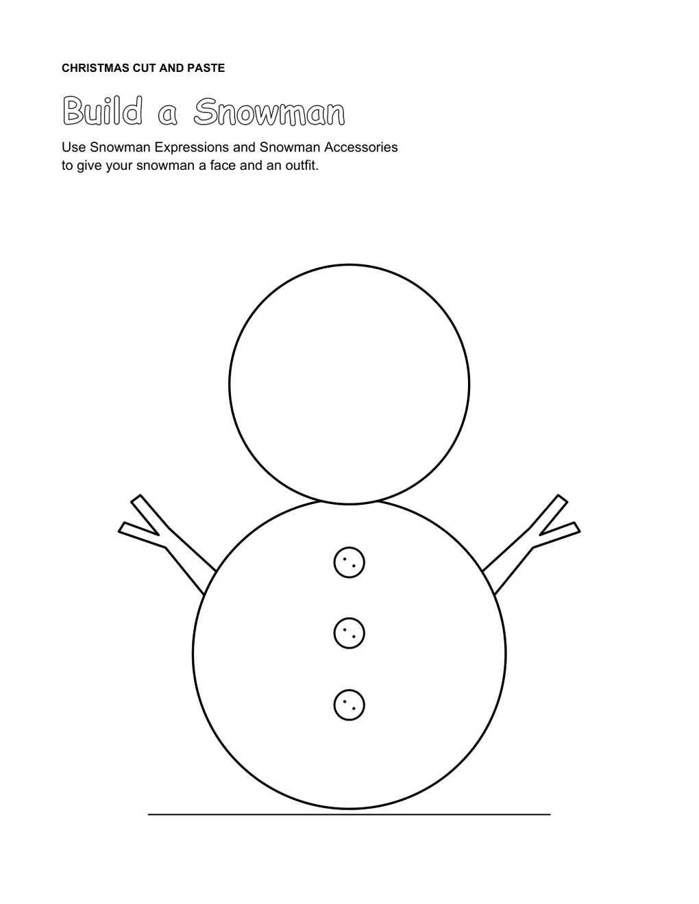 Build a Snowman cut-and-paste craft base